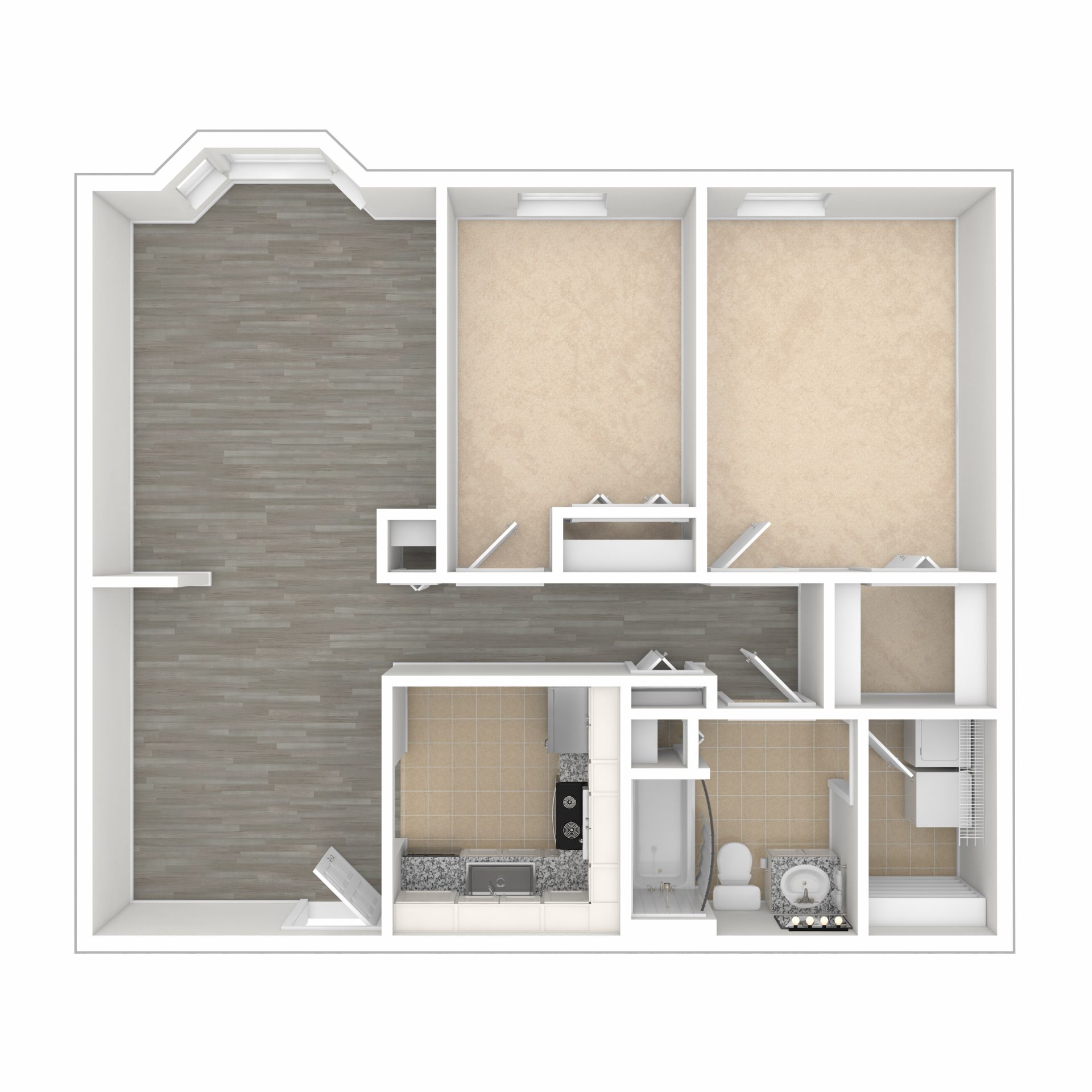 Architectural floor plan of a senior living unit.