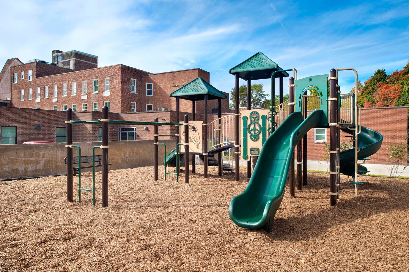 Whitlock Place, independent living in Crawfordsville, IN — Playground equipment with slides and climbing structures