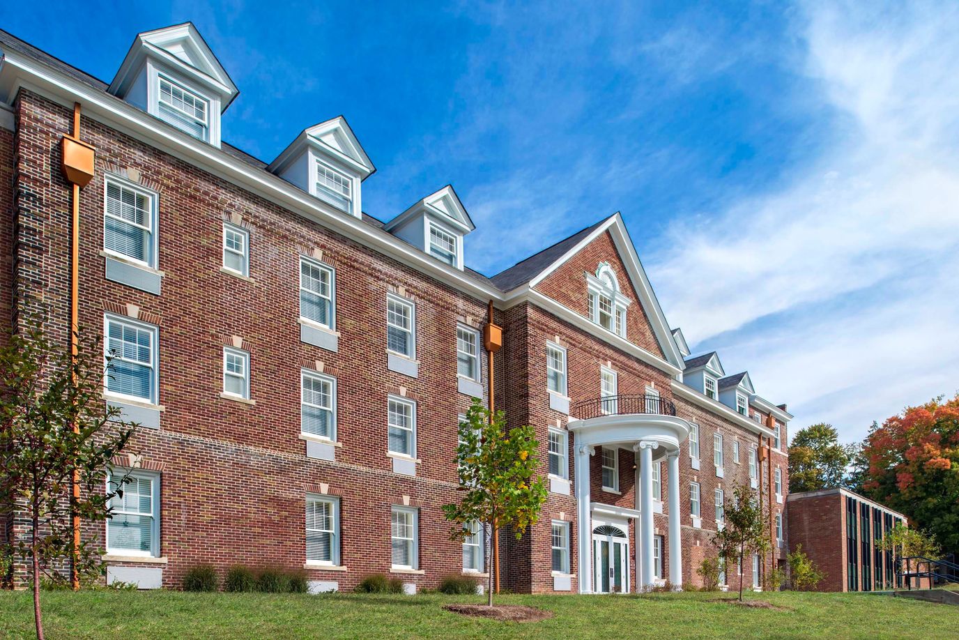 Exterior view of a senior living facility building