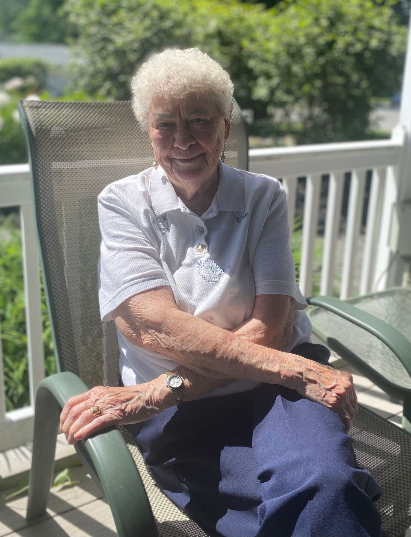 A resident enjoying the outdoors on a sunny day