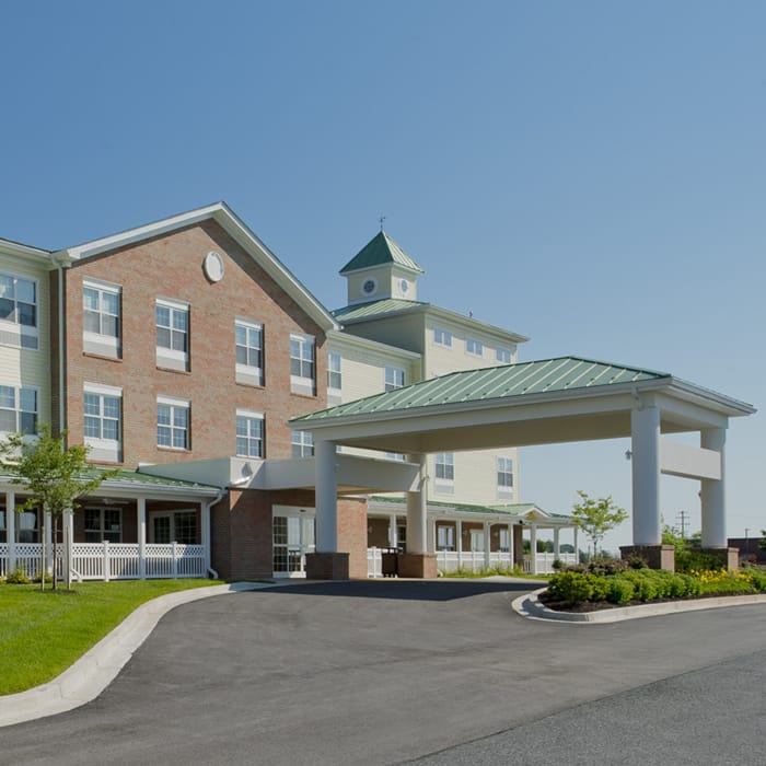 Exterior view of the assisted living facility entrance