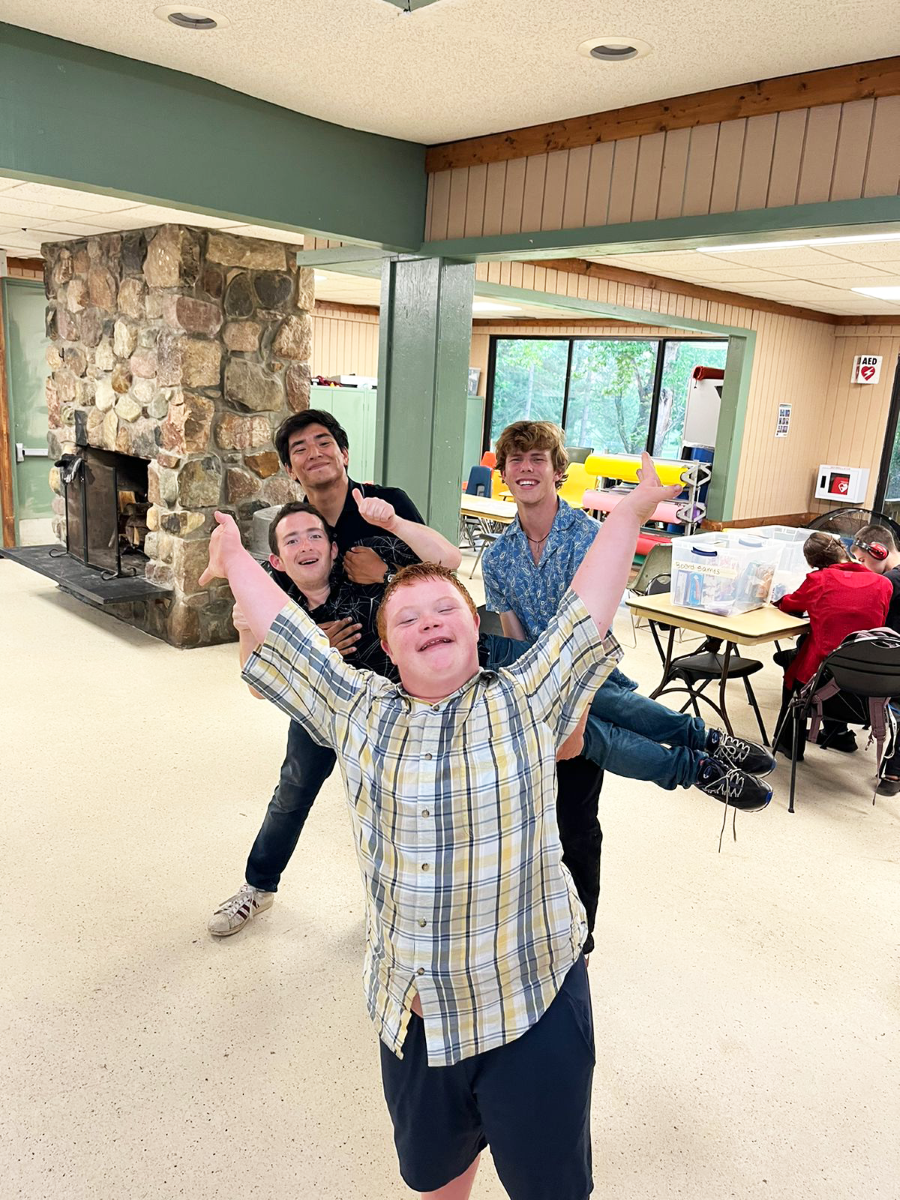 Young adults enjoying time in a recreational activity room