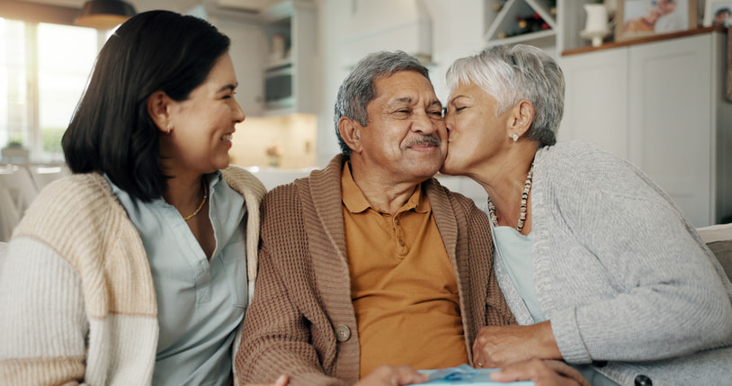 Family members enjoying time together in a cozy living room