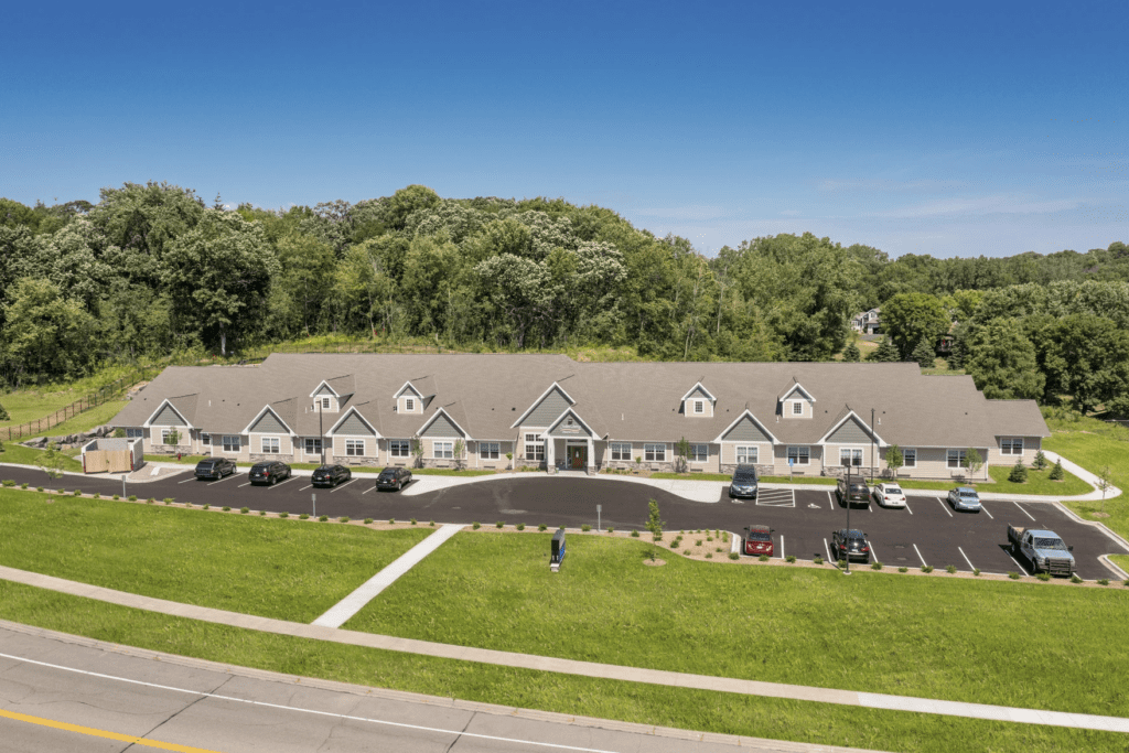 Aerial view of Suite Living Senior Care building