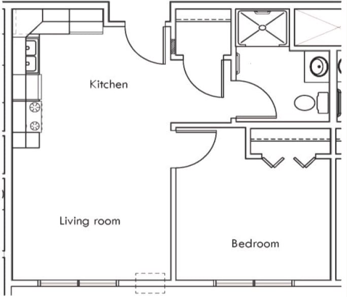 Architectural floor plan of a living space