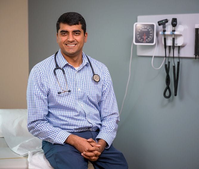 Healthcare professional in examination room