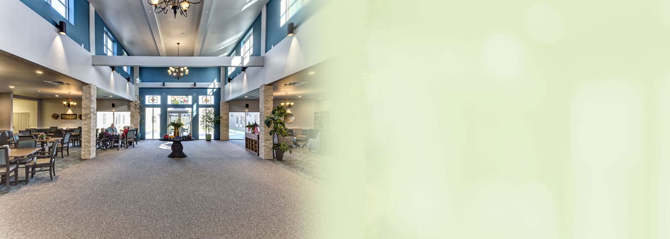 Spacious common area of the facility with residents socializing
