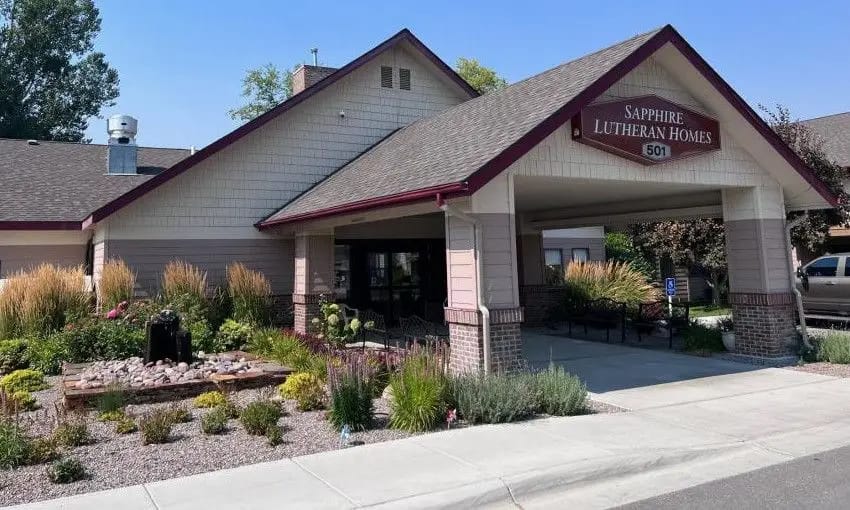 Entrance of Sapphire Lutheran Homes with landscaping