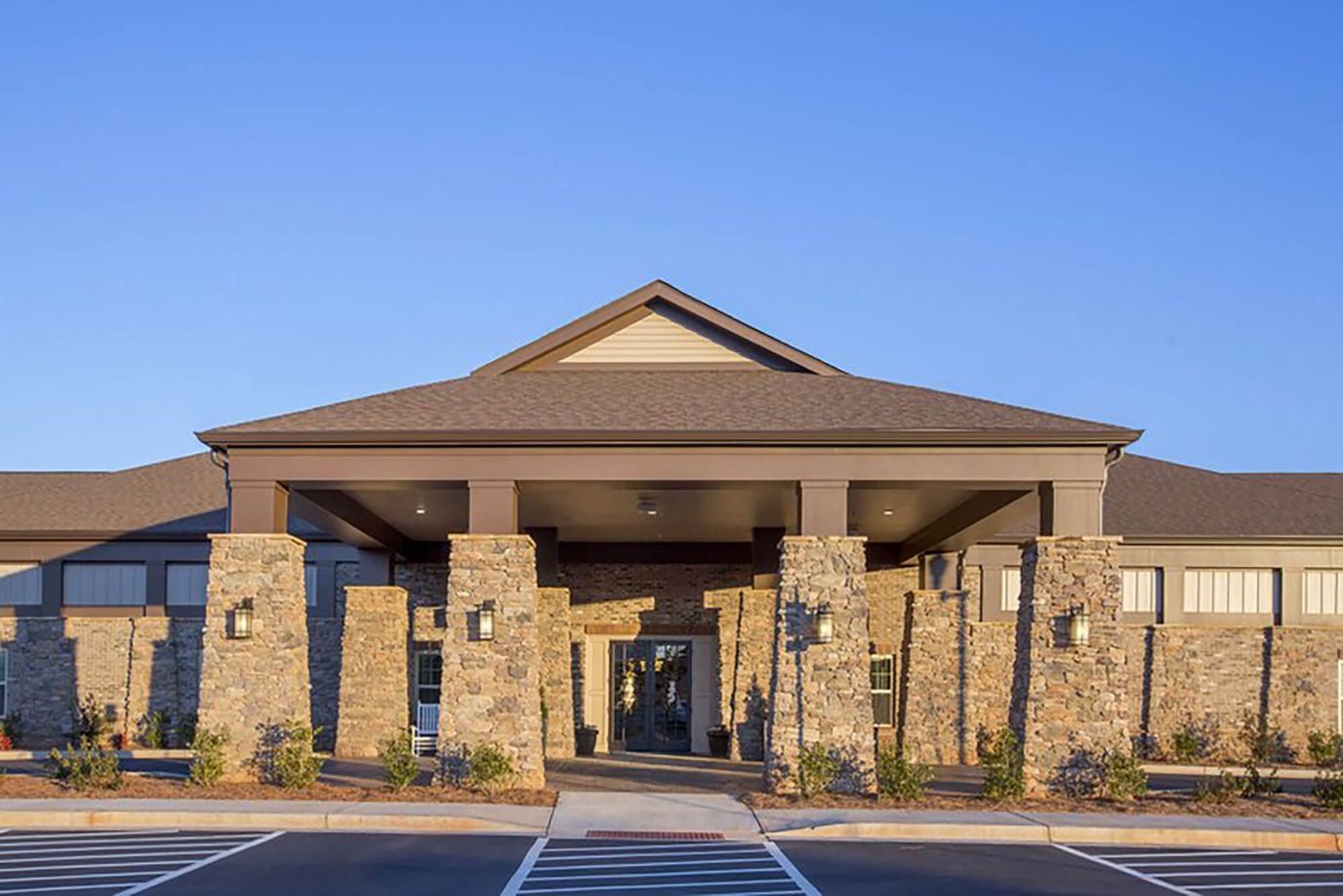 Front entrance of a senior care facility