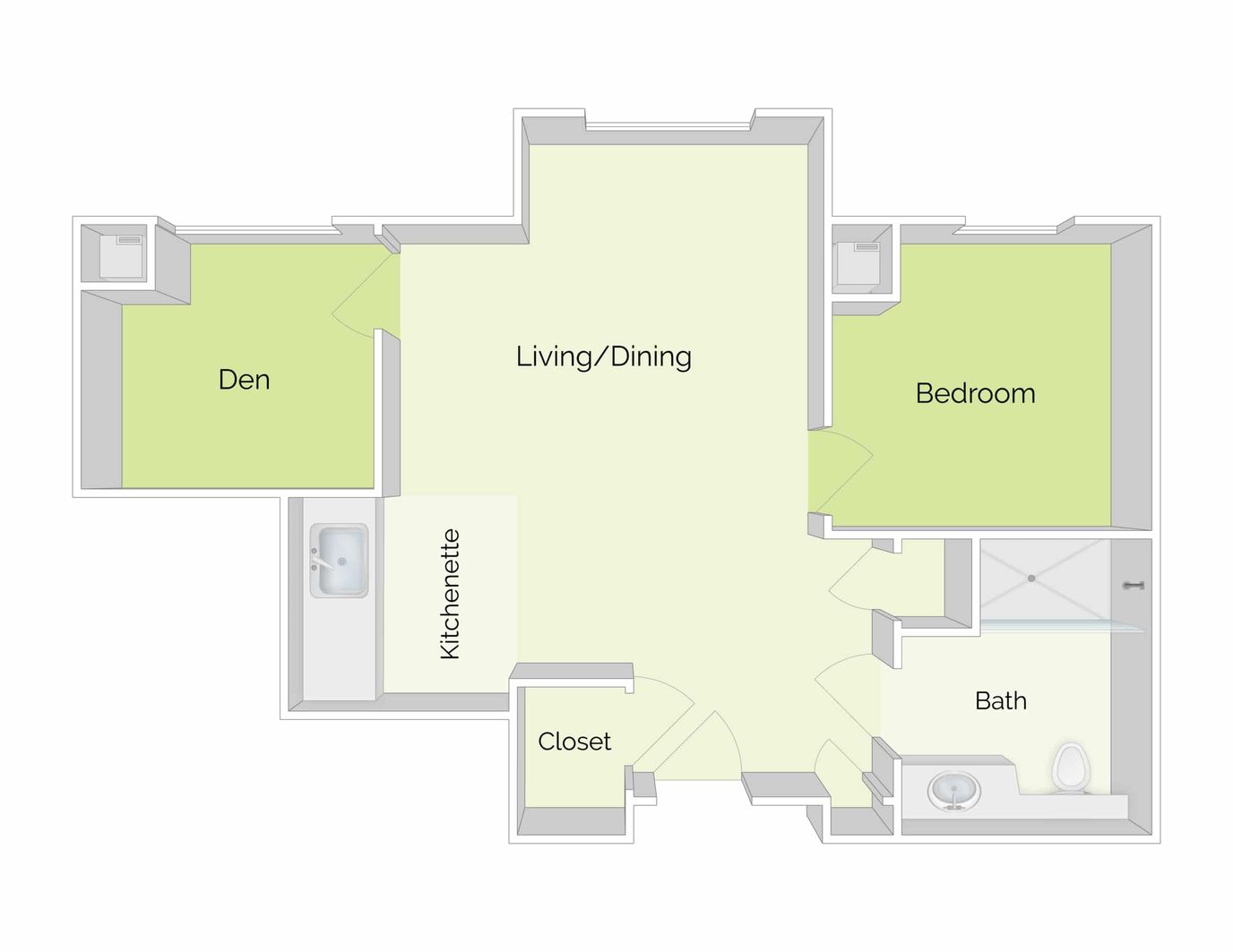 Architectural floor plan of a living space layout
