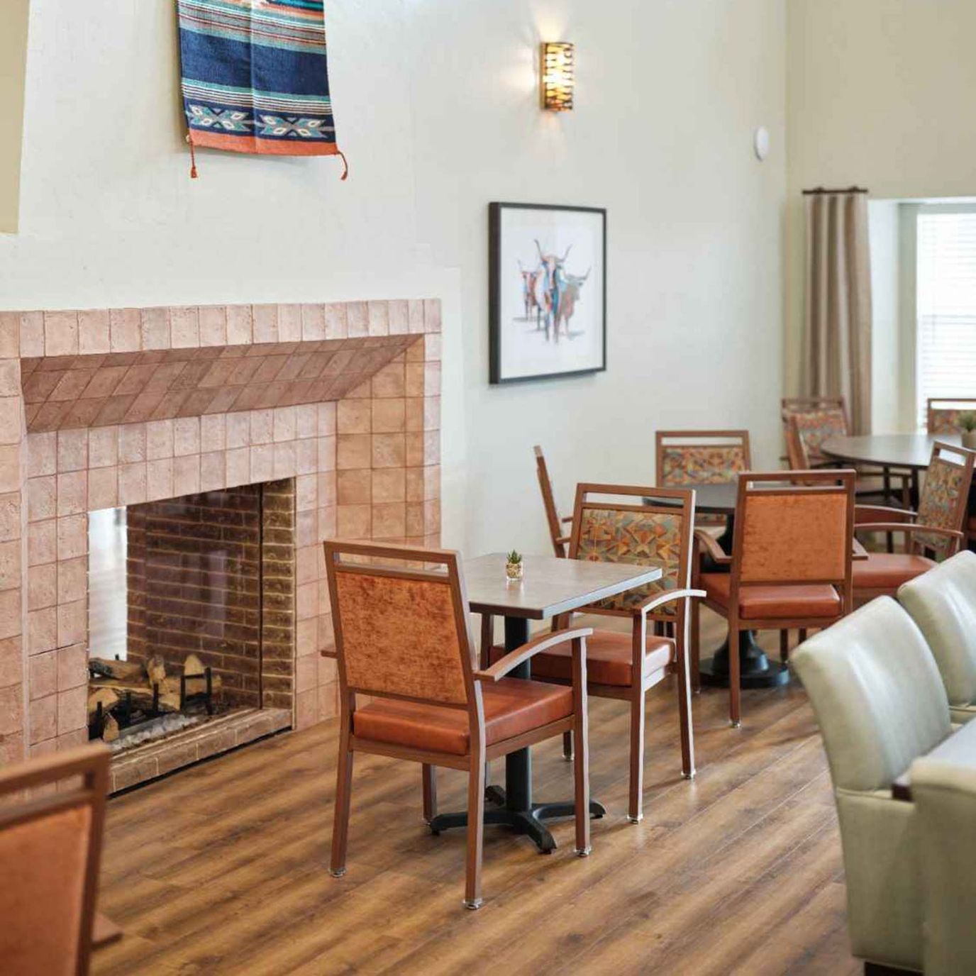 Interior dining area with tables and chairs