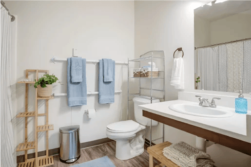 Clean and bright bathroom with modern amenities