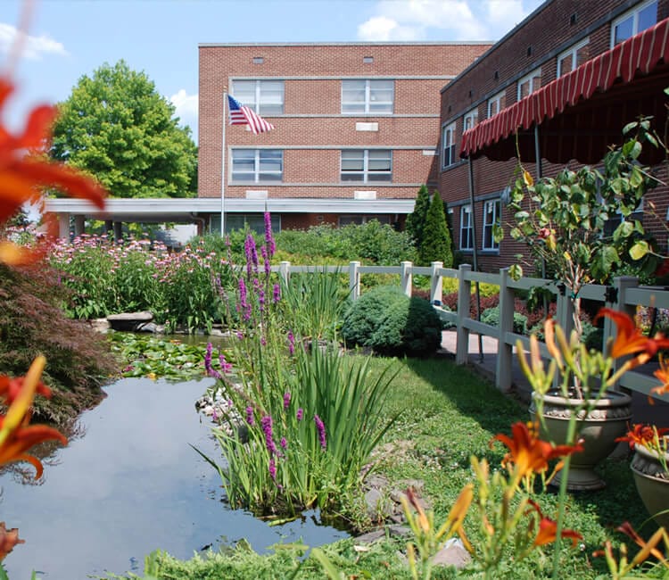 Beautiful outdoor area with gardens and ponds