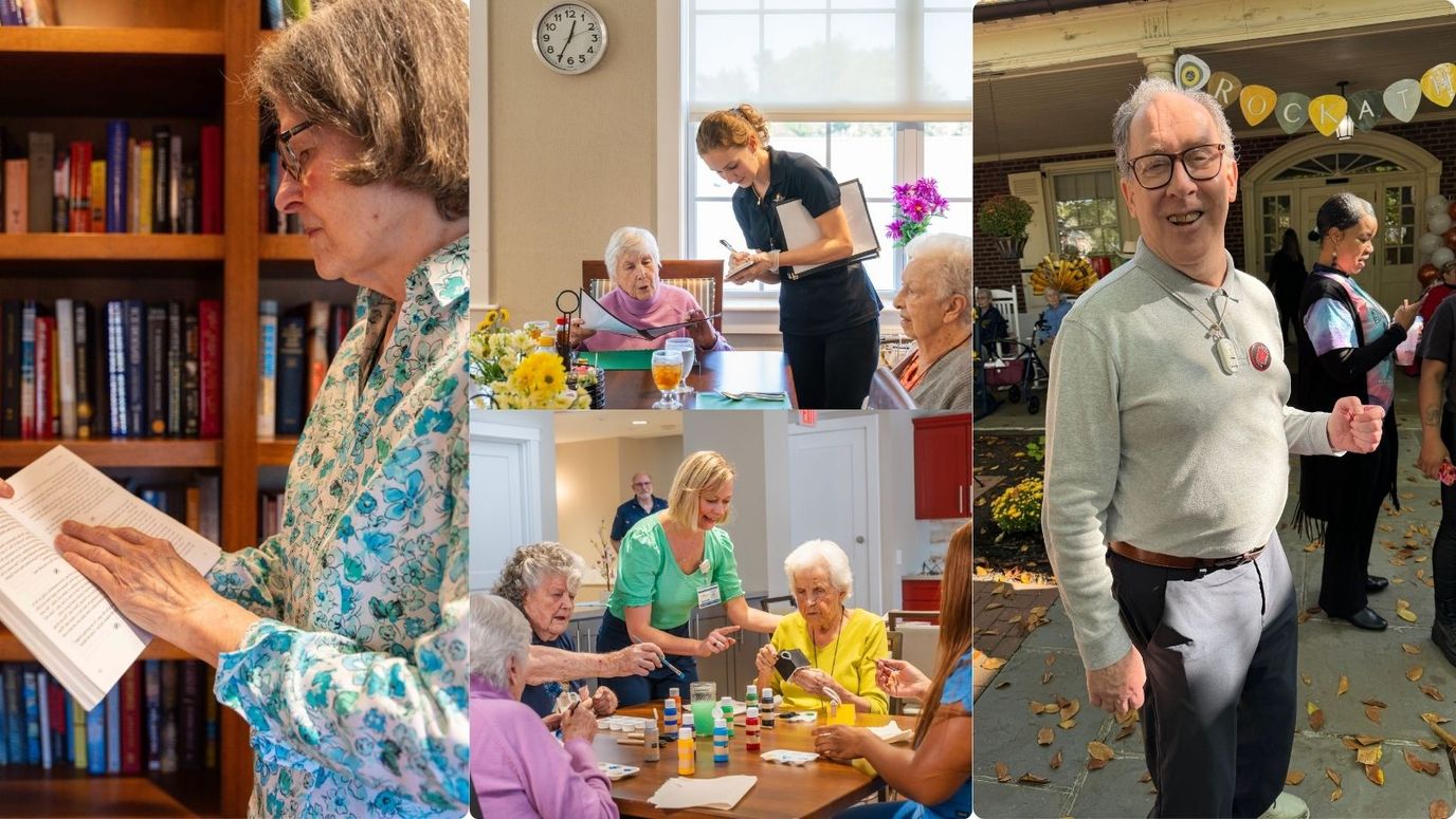 Residents enjoying activities and engaging in community spaces