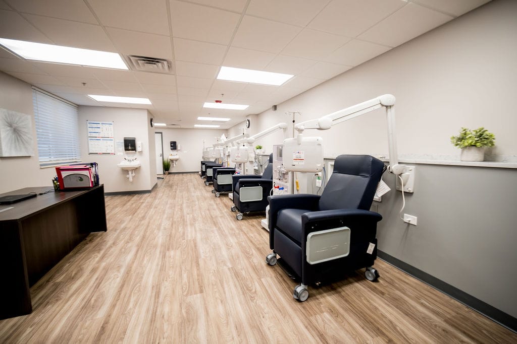 Interior view of a treatment room with chairs