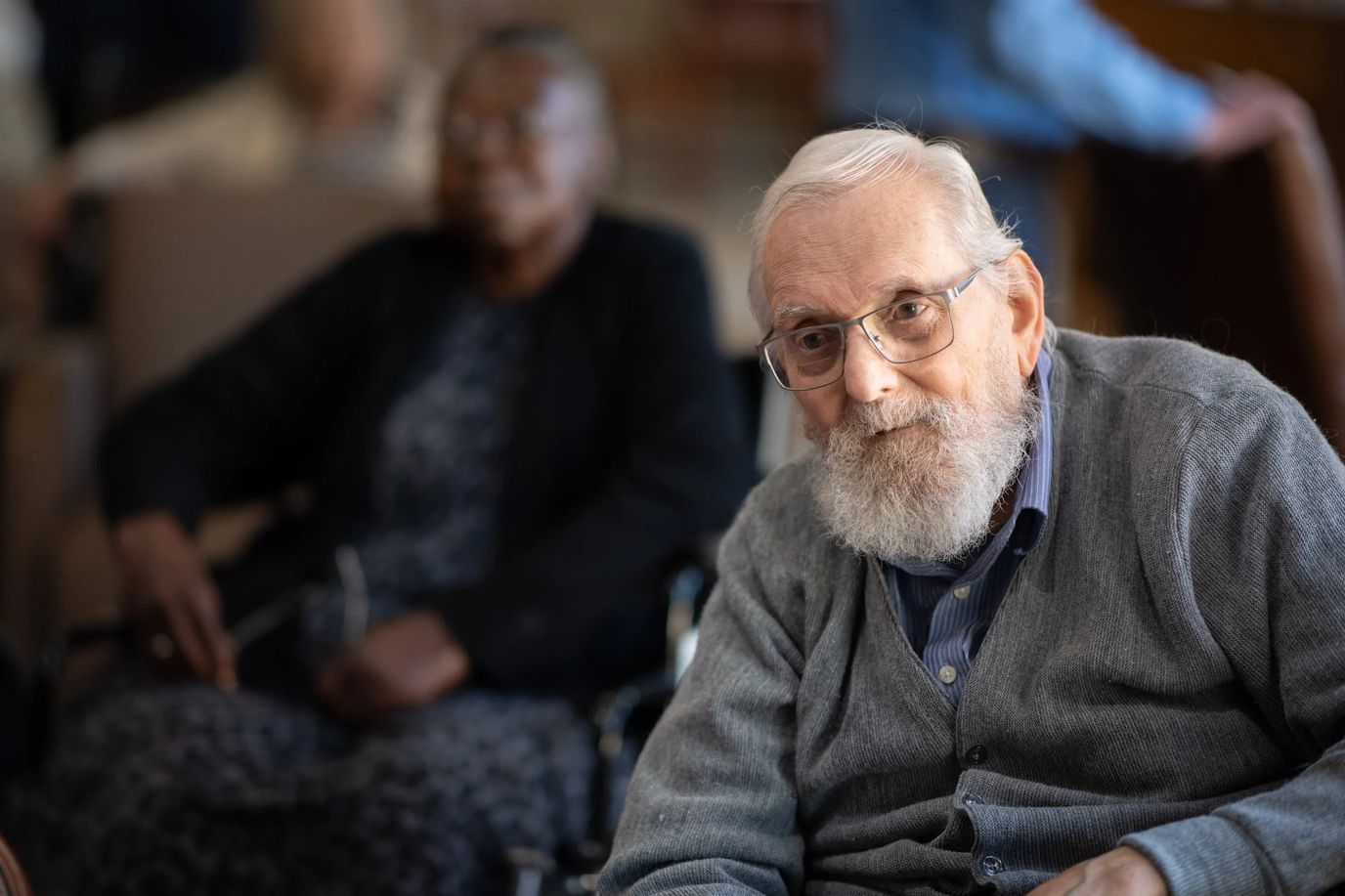 Elderly residents engaging in a common area