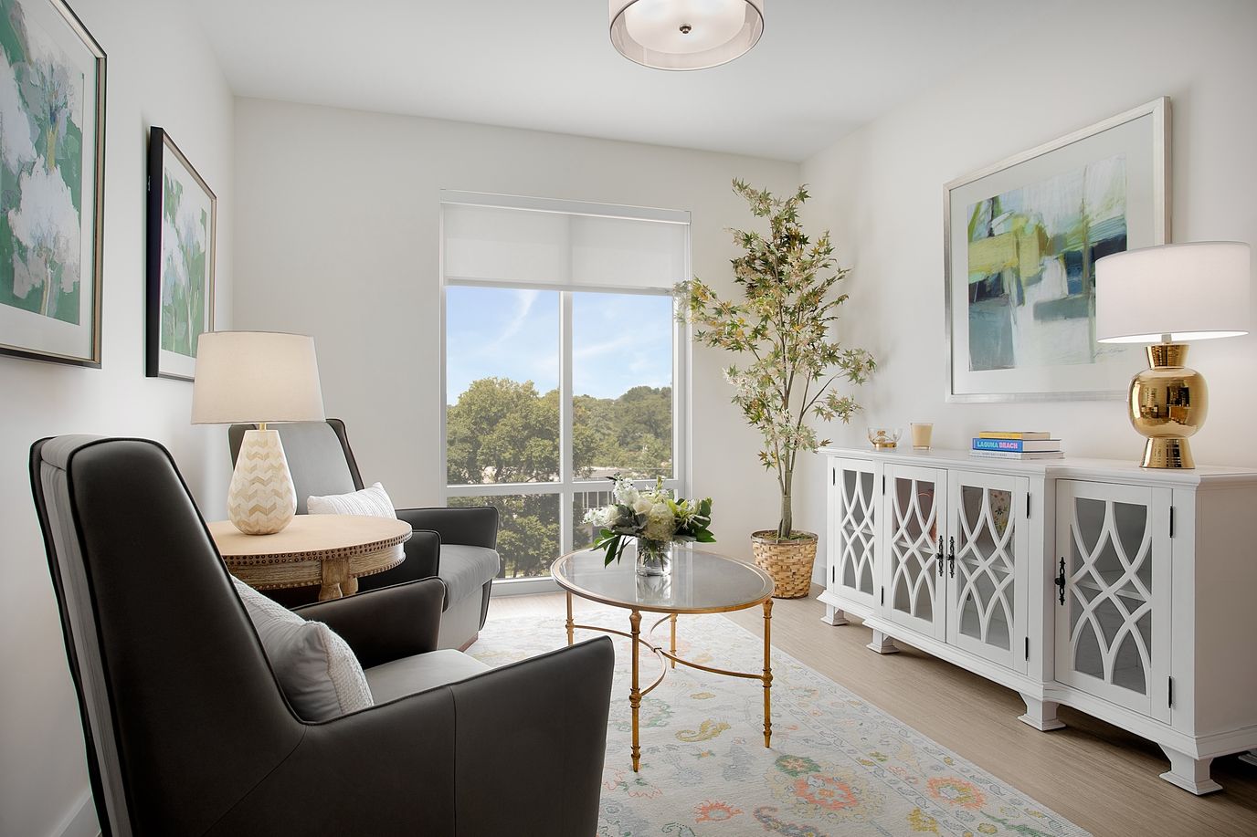 Bright interior living space with modern decor
