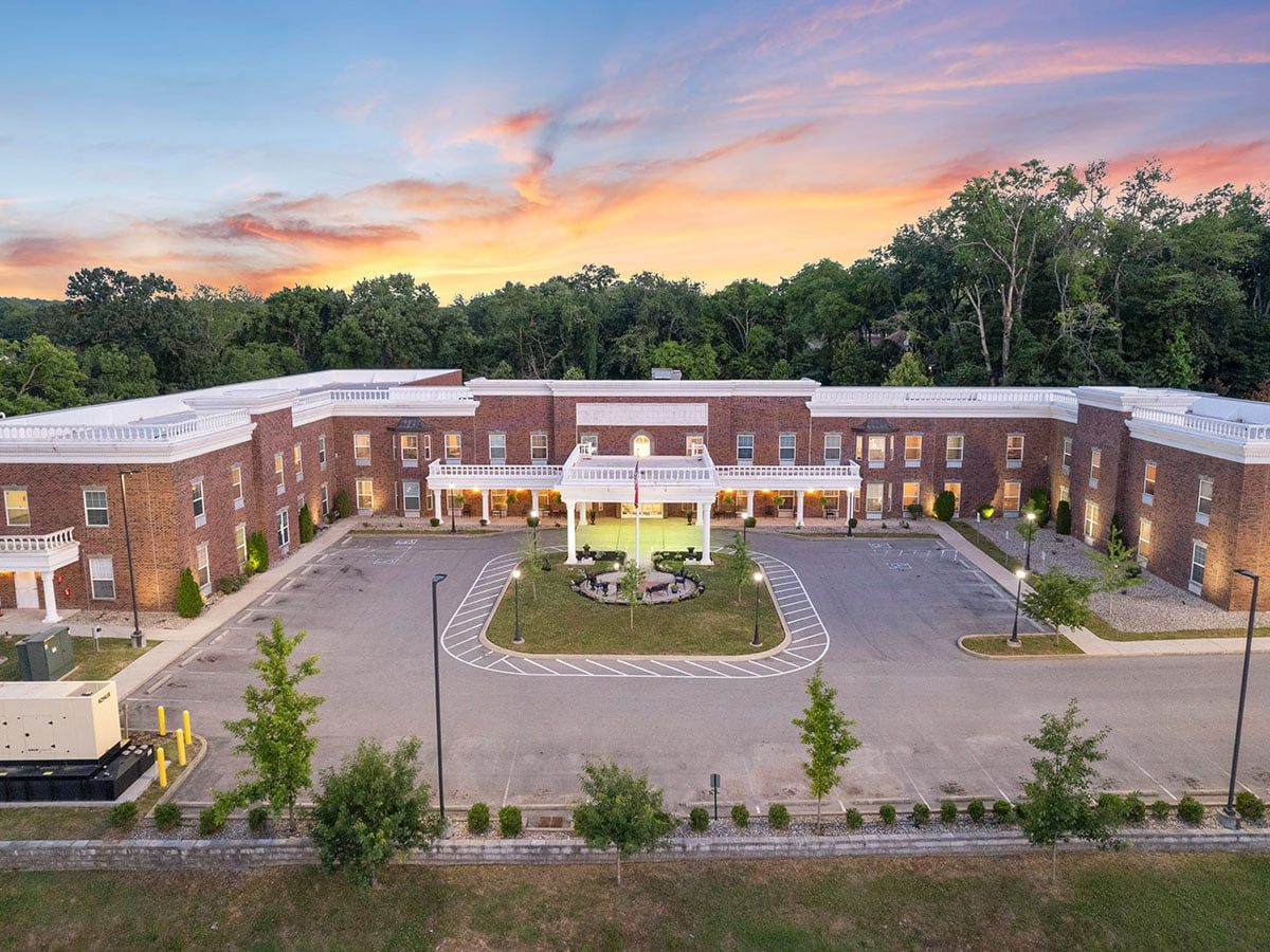 Aerial view of the Waterford facility with surrounding landscaping