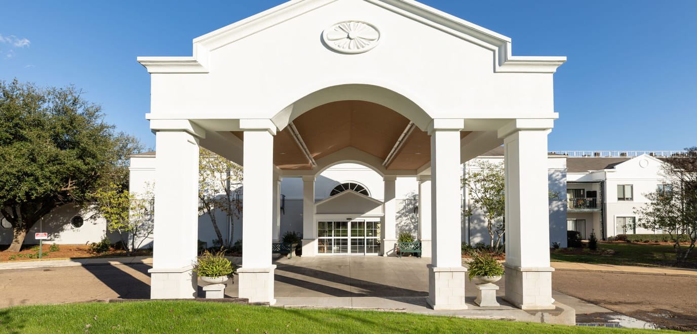 Exterior view of the main entrance to The Orchard