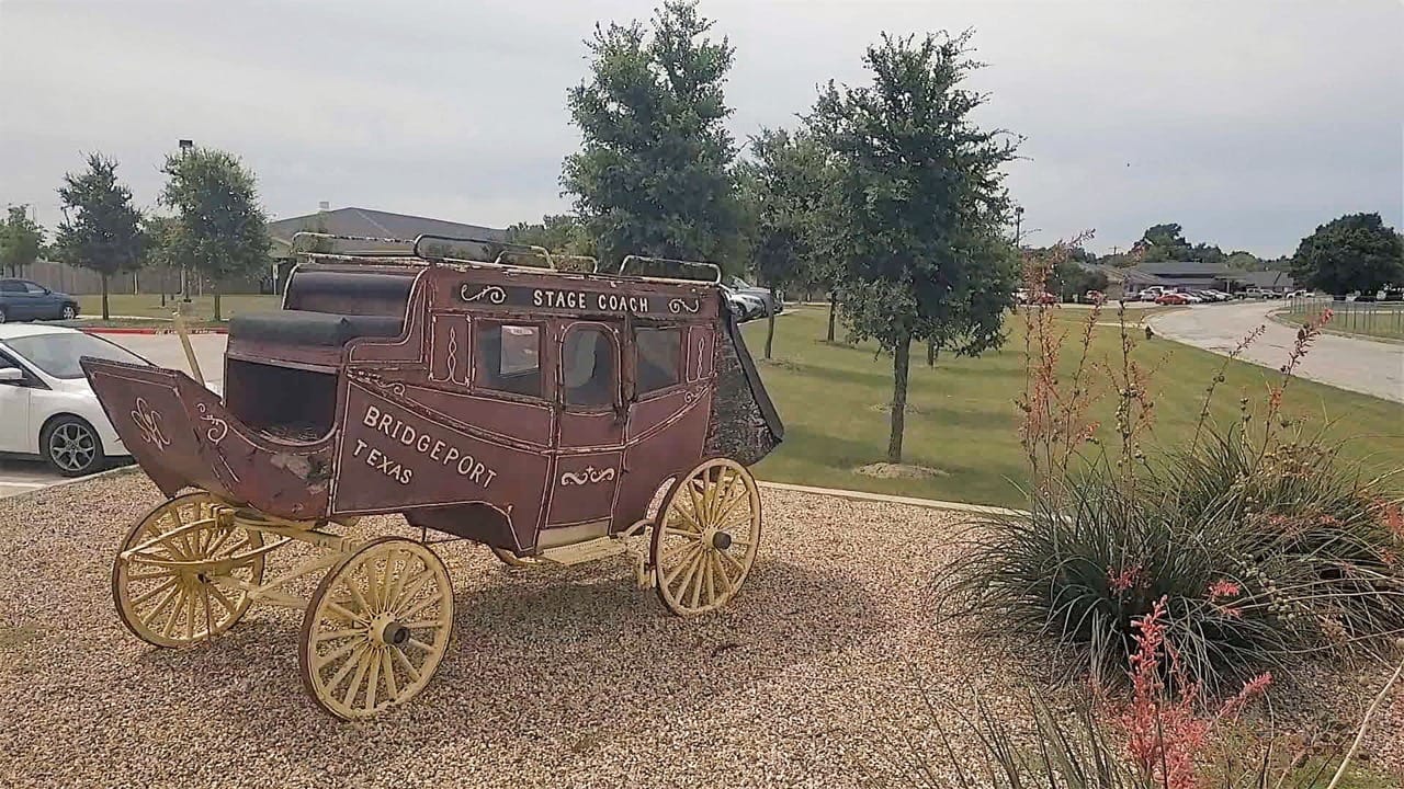 Outdoor replica of a historical stagecoach