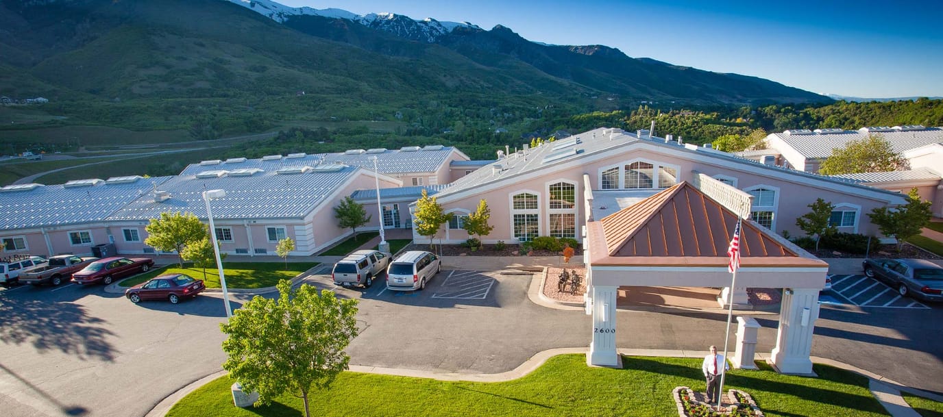 Aerial view of Apple Village Assisted Living facility