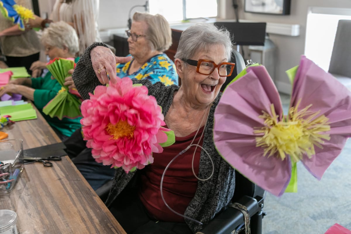 Residents enjoying an arts and crafts activity