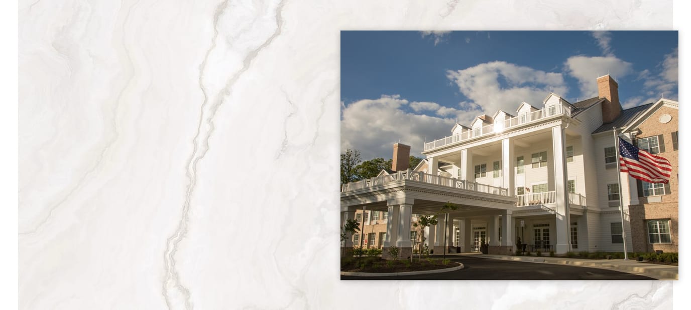 Exterior view of Ashleigh at Lansdowne with American flag