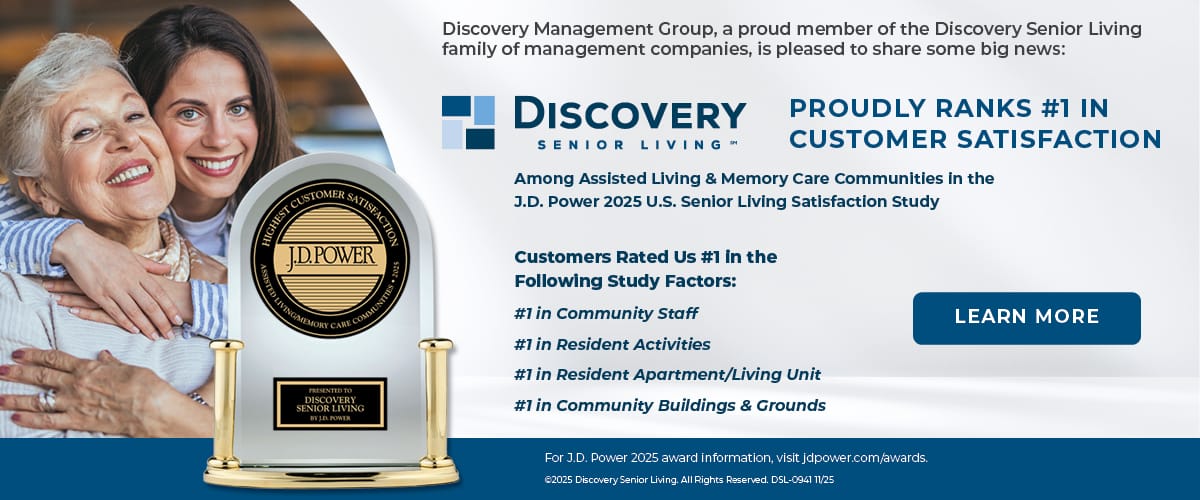 Discovery Village at the West End, assisted living in Richmond, VA — Award plaque highlighting customer satisfaction ratings and services
