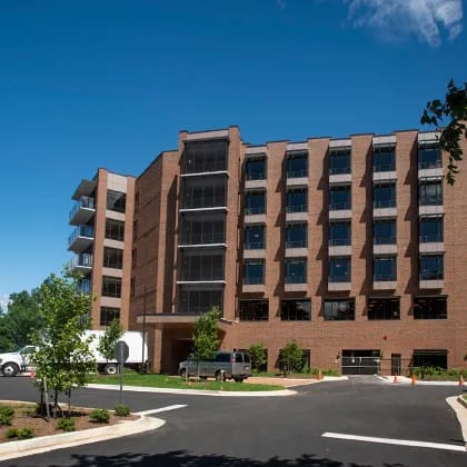 Exterior view of a senior living facility building