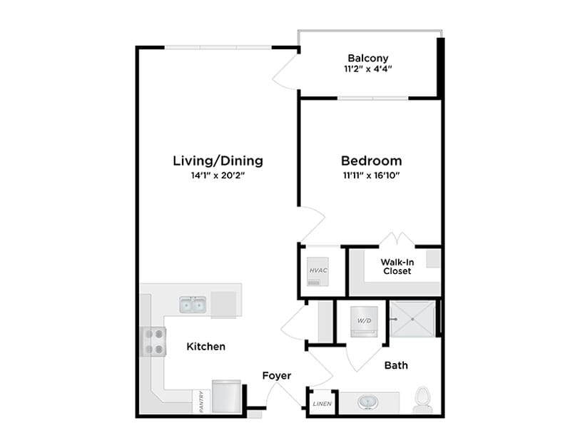 Ballard Glenn I, assisted living in Appleton, WI — Floor plan layout of a one-bedroom apartment