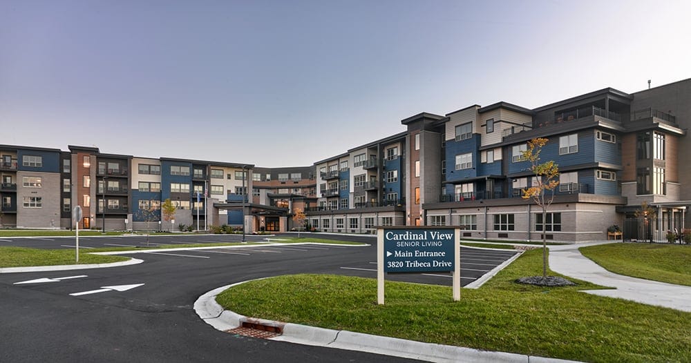 Exterior view of Cardinal View Senior Living facility