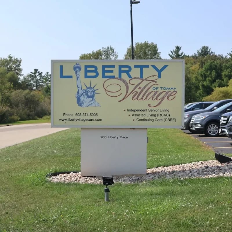 Facility sign displaying Liberty Village of Tomah