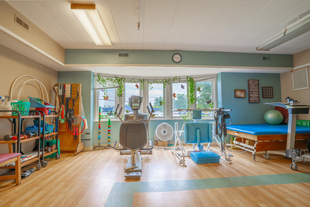 Bright interior space for physical therapy exercises