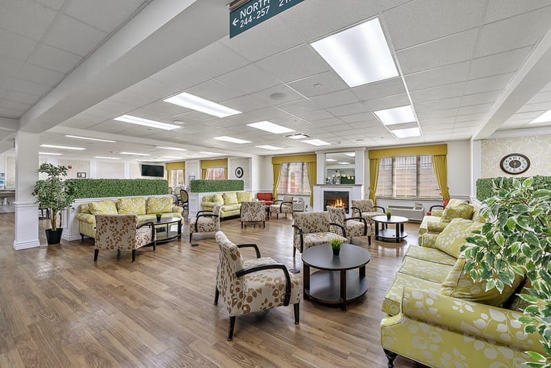 Bright common area with comfortable seating