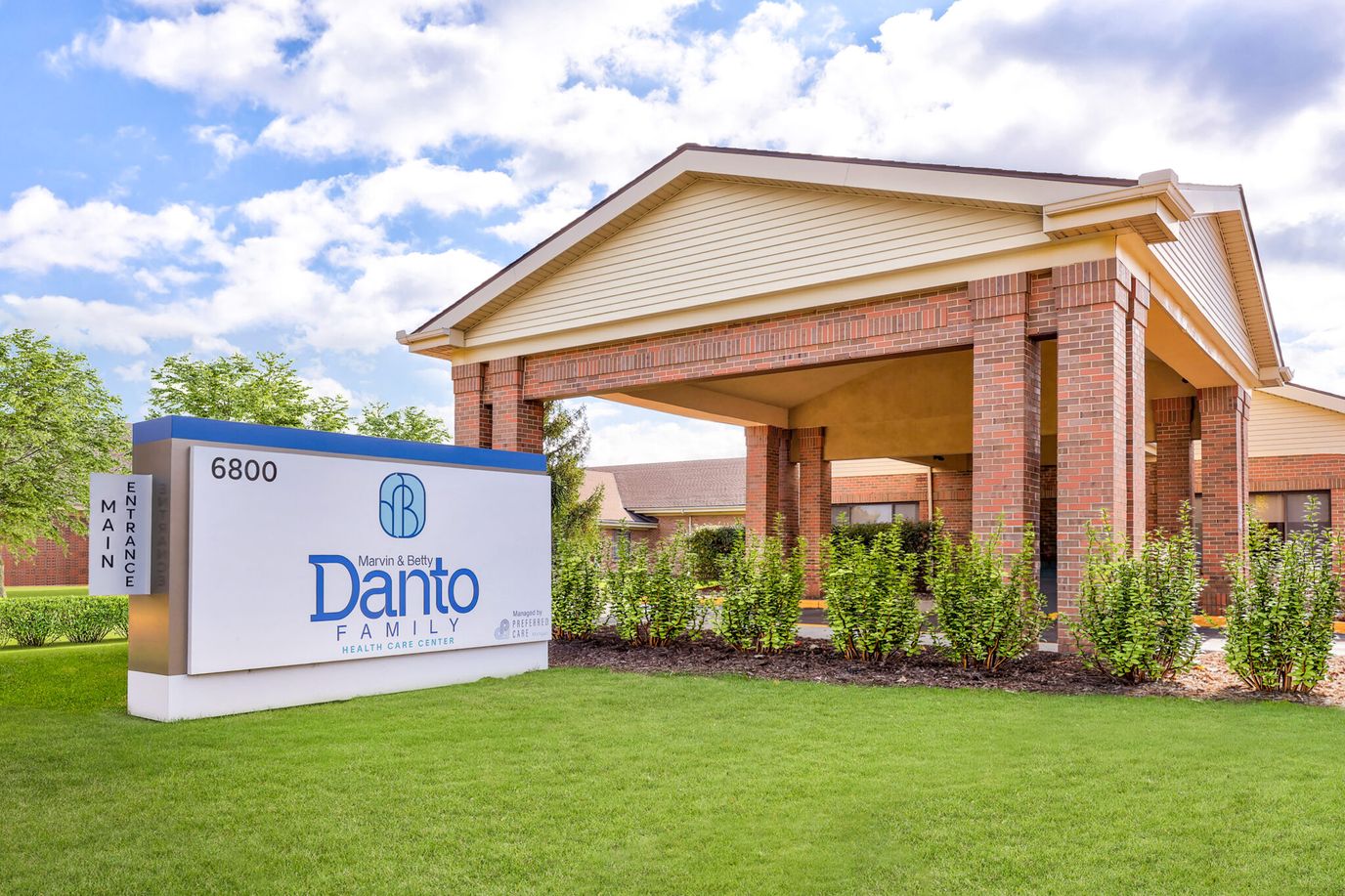 Exterior sign of Marvin & Betty Danto Health Care Center