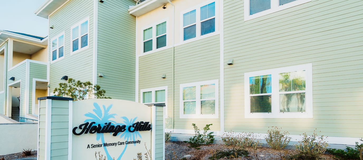 Exterior view of Heritage Hills building with signage