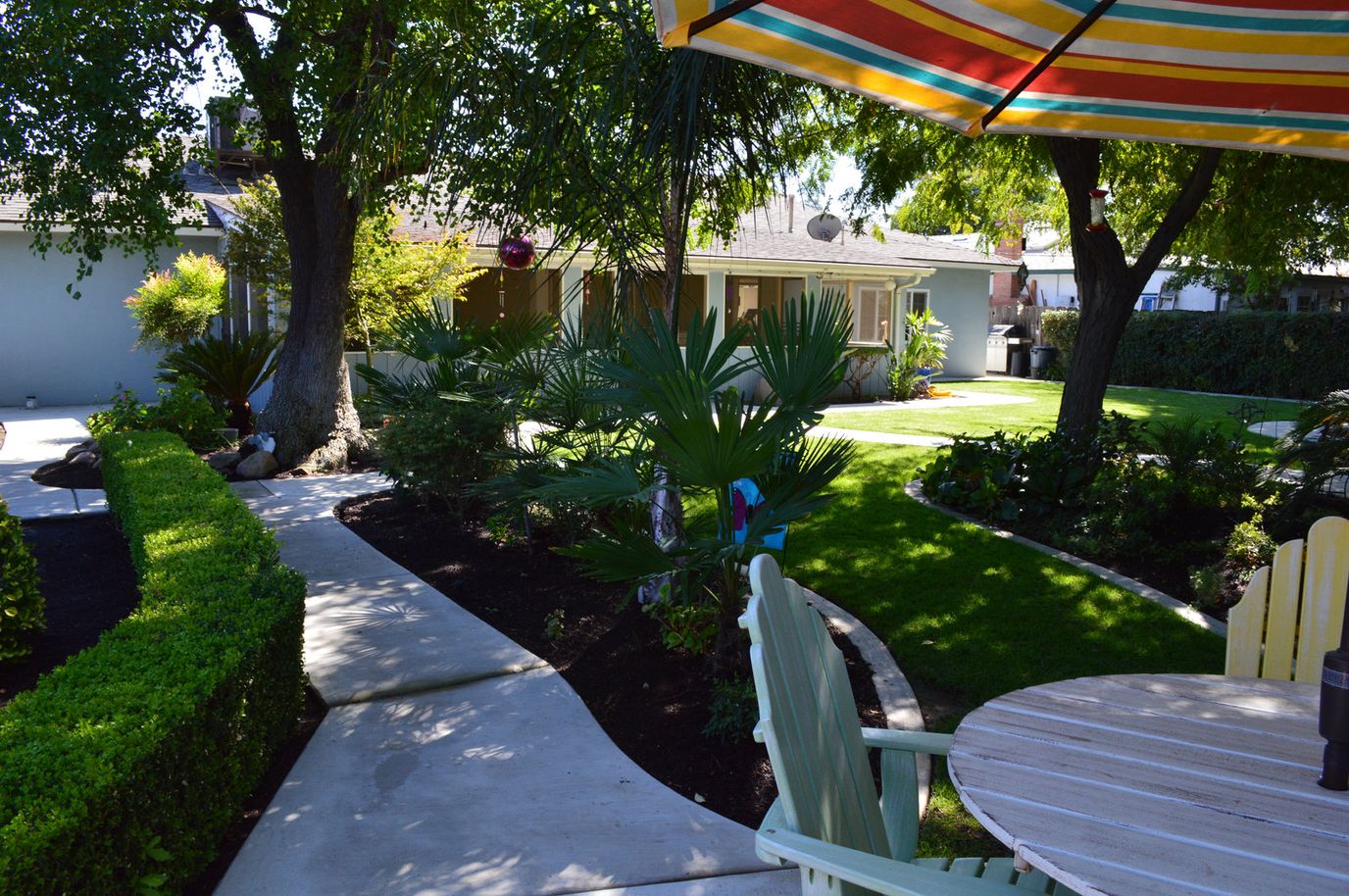 Garden area with pathways and seating