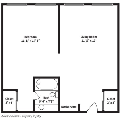 Architectural floor plan of an apartment unit