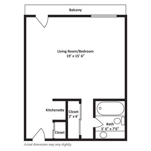Architectural floor plan of a living space