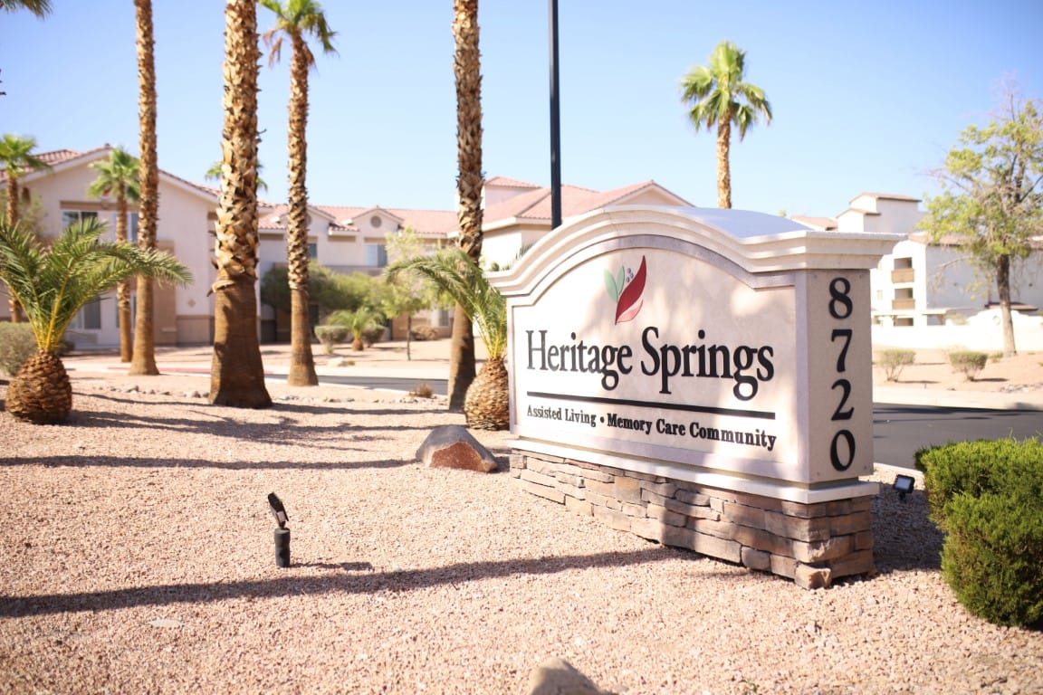 Signage for Heritage Springs assisted living and memory care community.