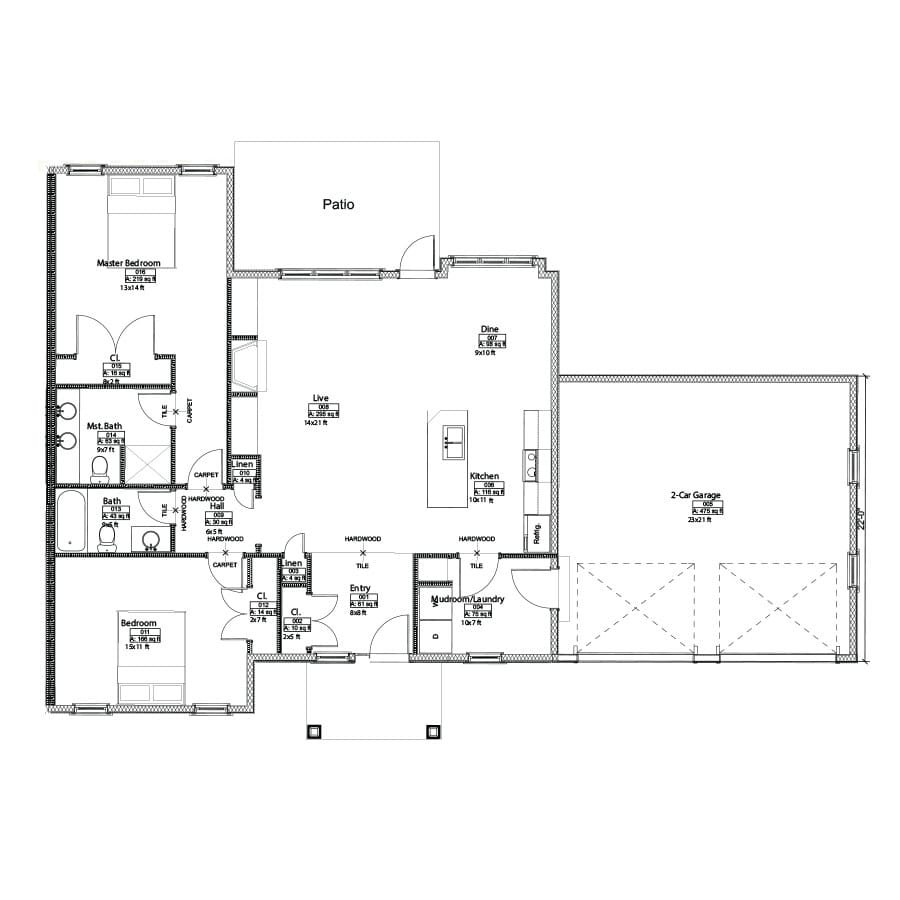 Architectural floor plan of a residential unit