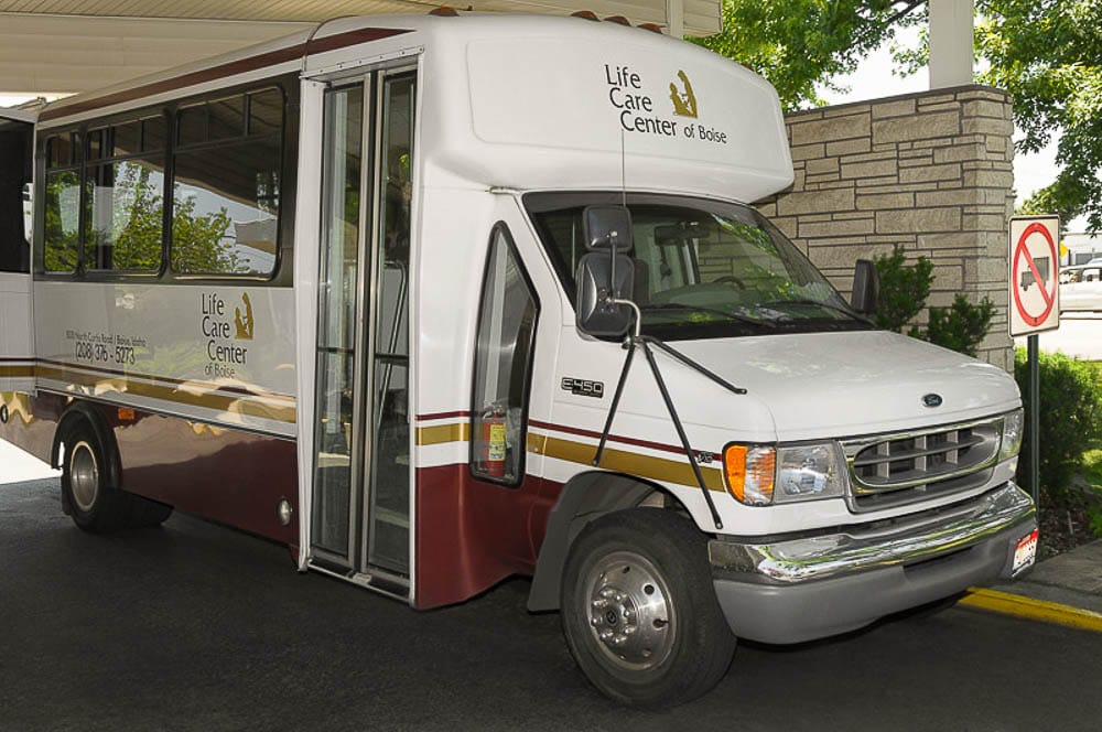 Facility transport van outside the entrance
