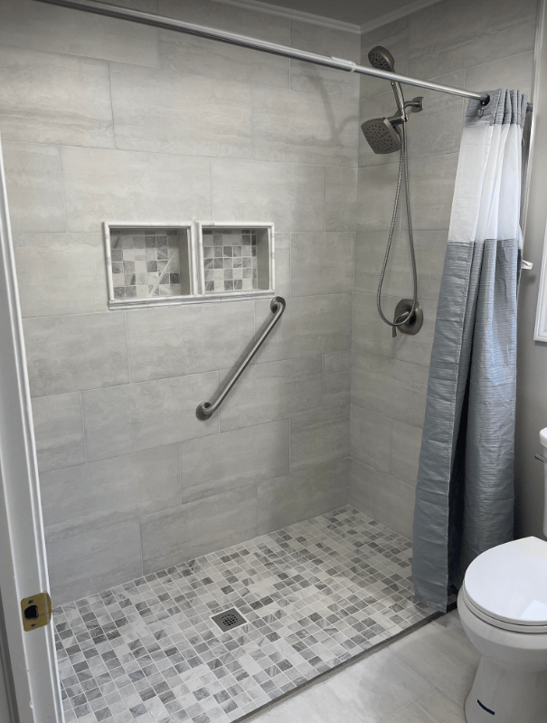 Accessible shower stall in a bathroom