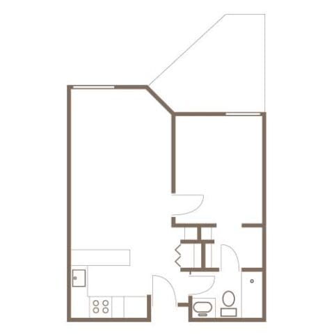 Architectural floor plan of a resident unit