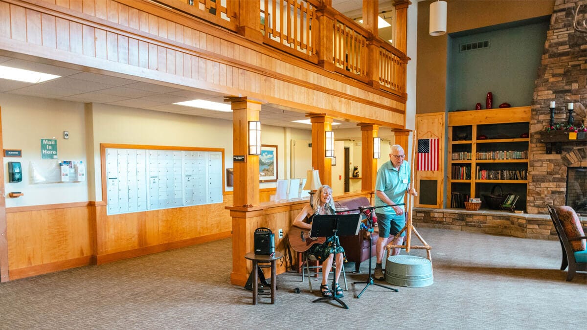 Residents participating in an activity in the common area