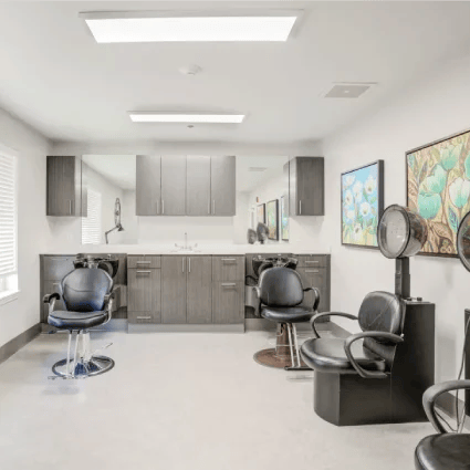 Hair salon setup in a senior living facility