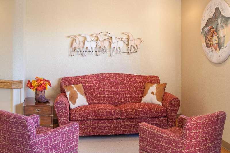 Cozy common area with seating and decorations