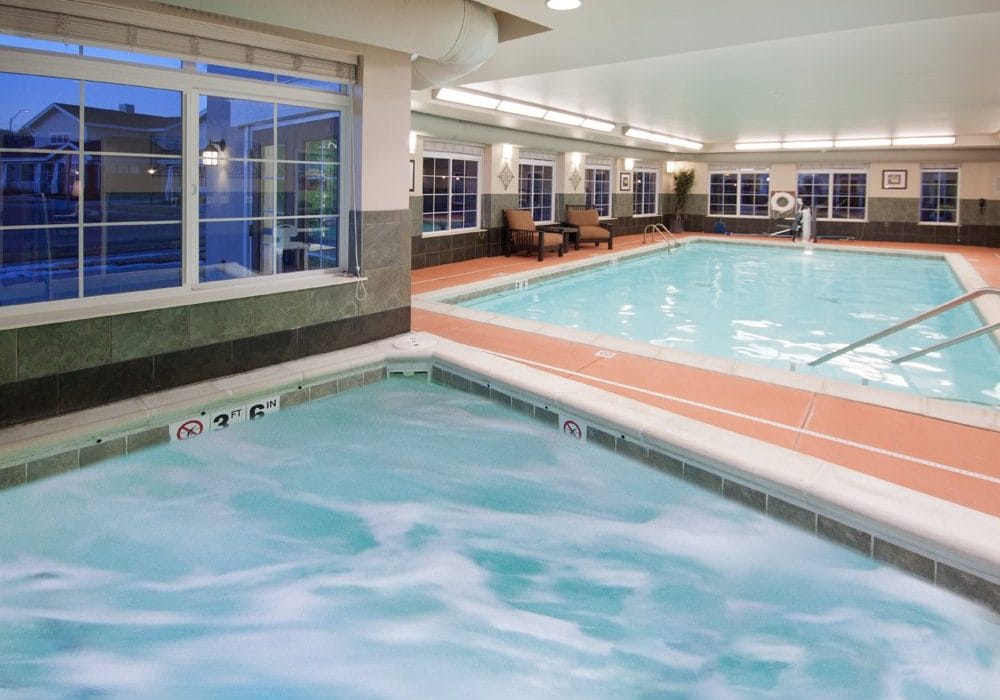 Indoor swimming pool and hot tub area