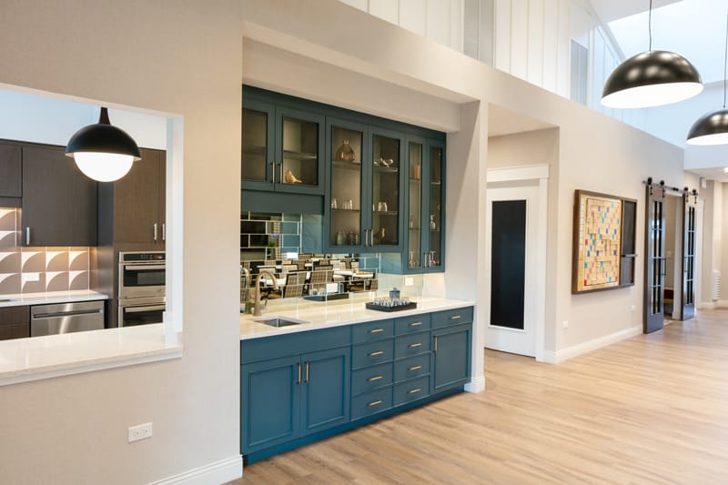 Modern kitchen area in assisted living facility