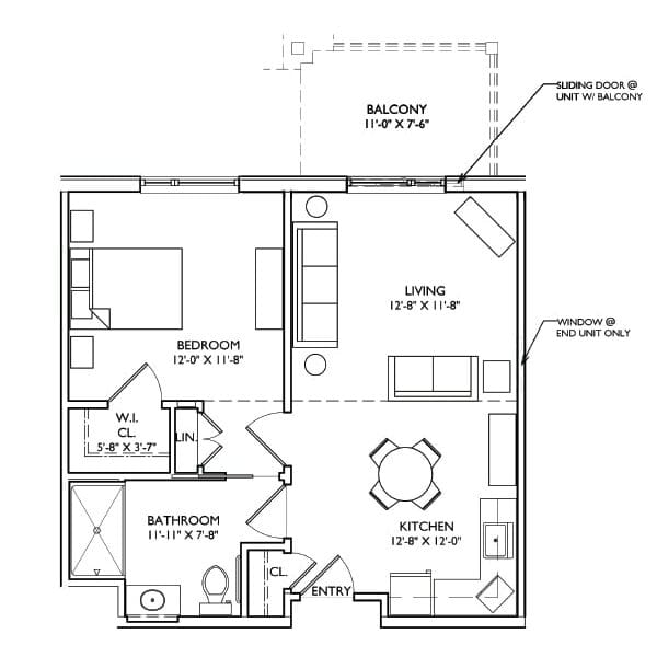 Architectural floor plan of a residential unit